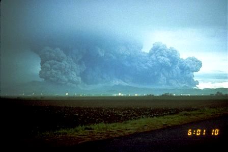 The eruption plume, just minutes after Mount Pinatubo erupted.